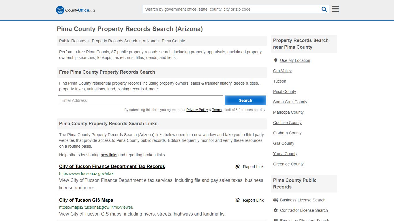 Pima County Property Records Search (Arizona) - County Office